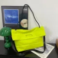 Neon green nylon messenger bag for men, large capacity sports and commute crossbody bag - L / Fluorescent Green