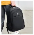 Large capacity black casual backpack with durable multi-compartment design for travel - 09 / Black