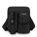 Sac à bandoulière tactique noir étanche avec poche bouteille et boucle de détail - Noir