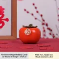 Persimmon-shaped ceramic wedding candy jar with Double Happiness gold-tone charm pendant - Round Joy Style