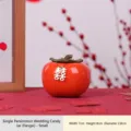 Persimmon shaped ceramic candy jar with Double Happiness charm for wedding gift - Square Xi Style