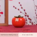 Small red persimmon shaped ceramic wedding candy jar for creative gifts and home decor - Heart Xi Style