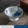 Petite assiette en porcelaine bleue et blanche à pied haut pour fruits et collations - Style 02 Grande Chance