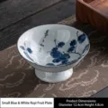 Petit bol à fruits sur pied en porcelaine bleue et blanche avec motif de kaki - Style 02 Tout comme Souhaité