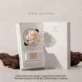 Handgefertigtes Set mit Päonien-Porzellanblume und ätherischem Öl, Holzduft-Geschenkbox - Rosa Pfingstrose / Bitteres Holz-Duft - Geschenkbox-Set