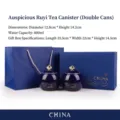 Dunkelblaues Keramik Tee-Kanister-Set mit goldenem Wolkenmuster in Geschenkbox - Doppel-Teedose Geschenkset / Blau