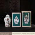 Vaso decorativo in porcellana con motivo smaltato a pavone e confezione regalo di lusso - Pavone Medio / Con Scatola Regalo E Borsa
