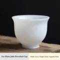 Handmade white ice jade porcelain Kung Fu tea tasting cup with 55ml capacity and open mouth - Open-mouth Cup Shape / 6.3x4.8cm (55mL)
