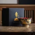 Ornate enamel painted teacup with gold accents and premium black gift box set - Enamel Master Cup (With Gift Box) / Single Piece