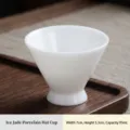 Handmade white ice jade porcelain teacup for Kung Fu tea ceremony with 95ml capacity - 7x5.3cm (95mL)