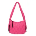 Stylish pink quilted cloud bag, trendy pleated shoulder crossbody bag with large capacity. - Rose Red