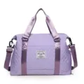 Fashionable large capacity purple quilted travel duffel bag for sports gym and fitness - Style 7 / Purple