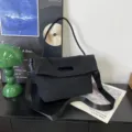 Minimalist black nylon messenger bag for daily commute, gym, and Japanese style fashion. - S / Black