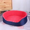 Cozy polka dot pet bed for cats and small dogs with soft plush interior - S (38x29x13cm) / Rose Red Polka Dot