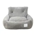 Grey plush pet sofa bed for cats and dogs comfortable cozy lounge furniture with back support - S: 44*35 cm / Gray