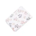 Soft coral fleece pet blanket with cute paw print design, warm winter dog cat bed mat, white - S: 60x40cm / White Paw Print