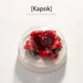 Exquisite handmade red ceramic kapok flower ornament encased in a clear glass display dome - Wood Cotton Flower / Single Flower