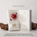 Handmade ceramic flower aromatherapy gift set with 20ml essential oil in white box - Wood Cotton Flower / Bitter Wood Scent - Gift Box Set