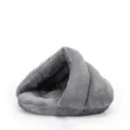 Grey plush semi-enclosed pet bed for cats and small dogs warm winter nest sleeping bed - M: 45CM / Light Gray