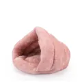 Soft pink semi-enclosed warm arctic velvet cat bed cave for winter pet comfort - M: 45CM / Pink