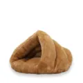 Cozy brown plush semi-enclosed pet bed cave for cats and small dogs in winter warm - M: 45CM / Brownish Yellow