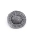 Soft grey round plush pet bed for small dogs and cats, donut shaped winter warm nest - 40CM / Dark Gray