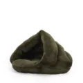 Dark green semi-enclosed plush cat bed cave for winter warmth and small dog comfort - M: 45CM / Dark Green