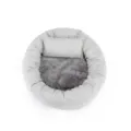 Grey round pet bed with soft pillow and plush fleece center for small dogs and cats - Silver Moon Gray With Pillow / XL (60cm)