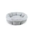 Grey round pet bed with plush interior, warm dog and cat sleeping cushion for winter. - S: 50*50*15 cm / Light Gray