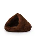 Cozy semi-enclosed chocolate brown arctic fleece plush cave pet bed for cats and small dogs - M: 45CM / Dark Coffee