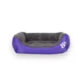 Comfortable purple winter pet bed for dogs and cats with warm grey fleece lining - Purple