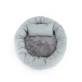 Round plush gray pet bed with matching pillow for cats and small dogs, ultra-soft - Light Gray With Pillow
