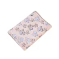 Coral Fleece Pet Blanket Cute Paw Print Warm Dog Bed Mat Pink Winter Blanket for Cats - S: 60x40cm / Brown Paw Style