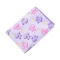 Soft coral fleece pet blanket with cute paw print design, warm and cozy for dogs and cats. - S: 60x40cm / Purple Paw Print