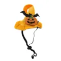 Vibrant orange Halloween pet witch hat featuring a cute pumpkin and bat wings design - Pumpkin Bat Hat / One Size