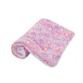 Soft pink plush pet blanket with colorful paw prints for cats and dogs - S / Rose Red Paw Print