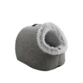 Comfortable grey linen pet cave bed featuring soft faux fur lining and portable handle - One Size: 48*34*32CM / Light Gray