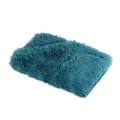 Soft plush pet blanket fluffy dog cat mat in peacock blue, cozy warm variant for small animals. - Dark Green