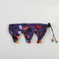 Adjustable purple Halloween pet collar featuring festive bells and skull patterns - Purple Bib / One Size