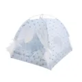 Blue panda print pet tent for small dogs and cats, foldable mesh house with cute white lace. - L: 50*50*48CM / Blue Panda