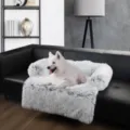 Tappetino protettivo in peluche per divano per cani e gatti con sostegni morbidi - Stile Rettangolare / Taglia S (80x80x16cm) / Grigio scuro