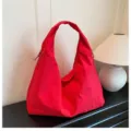 Large red waterproof nylon hobo tote bag for women, lightweight casual shoulder bag - One Size / Red