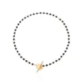 Elegant black faceted crystal bead choker necklace with gold flower toggle clasp - Style 1 Gold