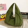 Große olivgrüne Nylon-Hobo-Tasche, wasserdichte und leichte Schultertasche für modebewusste Damen - Einheitsgröße / Armeegrün