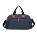 Grand sac de voyage avec bandouliere, sac de sport week-end en tissu bleu resistant. - Bleu
