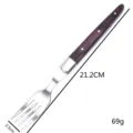 Gedetailleerde afmetingen van stalen steakvork met houten handvat, lengte 21,2 cm - Dinervork / 21,2 cm