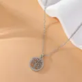 Collana con ciondolo albero della vita in strass argento da donna, elegante catenina. - 03 Argento