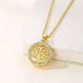 Collana con ciondolo albero della vita dorato con cristalli di zirconia scintillanti, elegante. - Stile 03 Oro