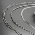 Silver punk metal chain necklace set with snake bone and rope chain style - Paperclip & Snake Chain 3-Piece Set / Silver