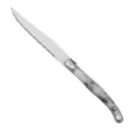 Marble pattern plastic handle stainless steel steak knife with classic design and serrated blade. - Knife